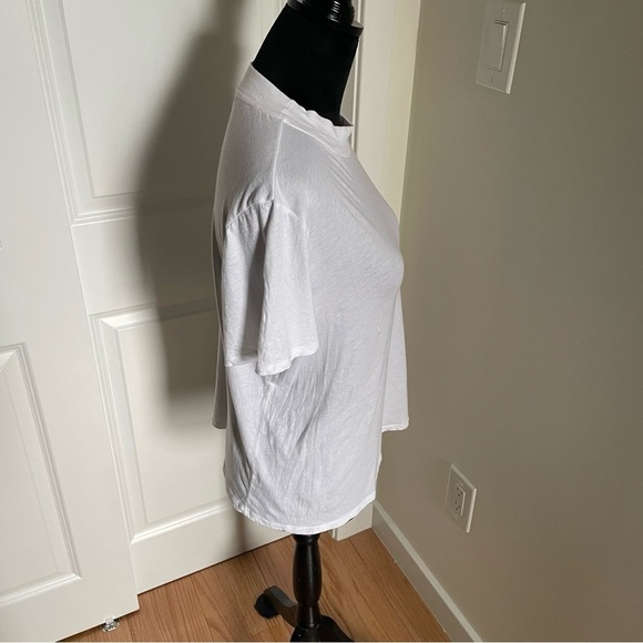 Something Navy White Moc Neck 100% Cotton Short Sleeve T-Shirt EUC size Medium - Picture 5 of 9